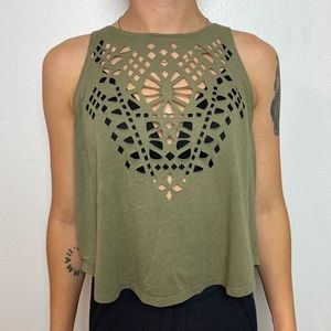 XS Sage Green Cutout Roxy Tank Top